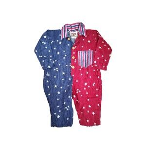 Vtg.Chicken Noodle San Fransisco FLAG Jumper Button Front Leg Snaps Sz. 12 month